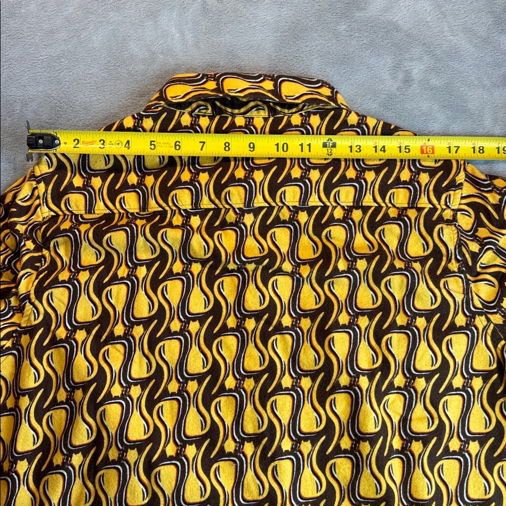Rare Lucy & Yak Austen Button-Up Shirt Top Feline Fine Yellow Size UK18 US14 - Picture 10 of 10